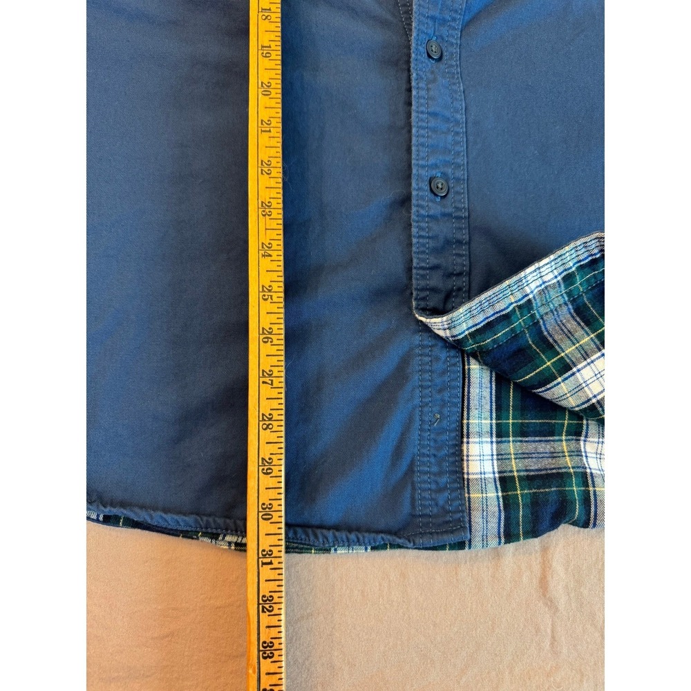 LL Bean Mens Blue Scotch Plaid Lined Work Shirt Jacket XL Regular Flannel Button - Picture 13 of 14
